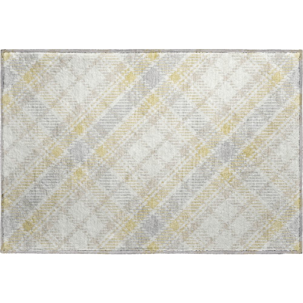 Luxury Washable Indoor/Outdoor Soft Essentials SE3 Gold 1'8" x 2'6" Rug. Picture 1