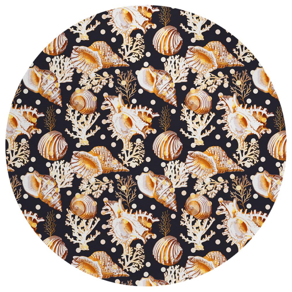 Indoor/Outdoor Surfside ASR36 Midnight Washable 8' x 8' Round Rug. Picture 1