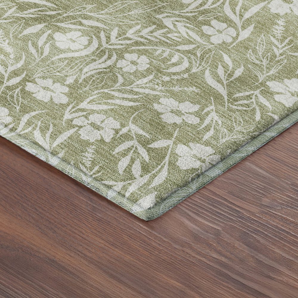 Luxury Washable Indoor/Outdoor Soft Essentials SE4 Green 1'8" x 2'6" Rug. Picture 2