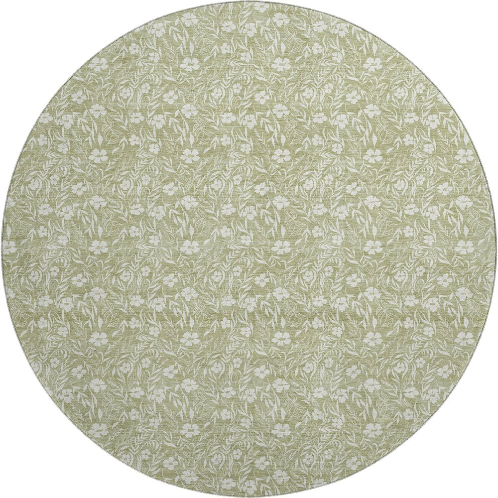 Luxury Washable Indoor/Outdoor Soft Essentials SE4 Green 8' x 8' Rug. Picture 1