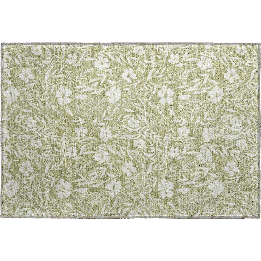 Luxury Washable Indoor/Outdoor Soft Essentials SE4 Green 1'8" x 2'6" Rug. Picture 1