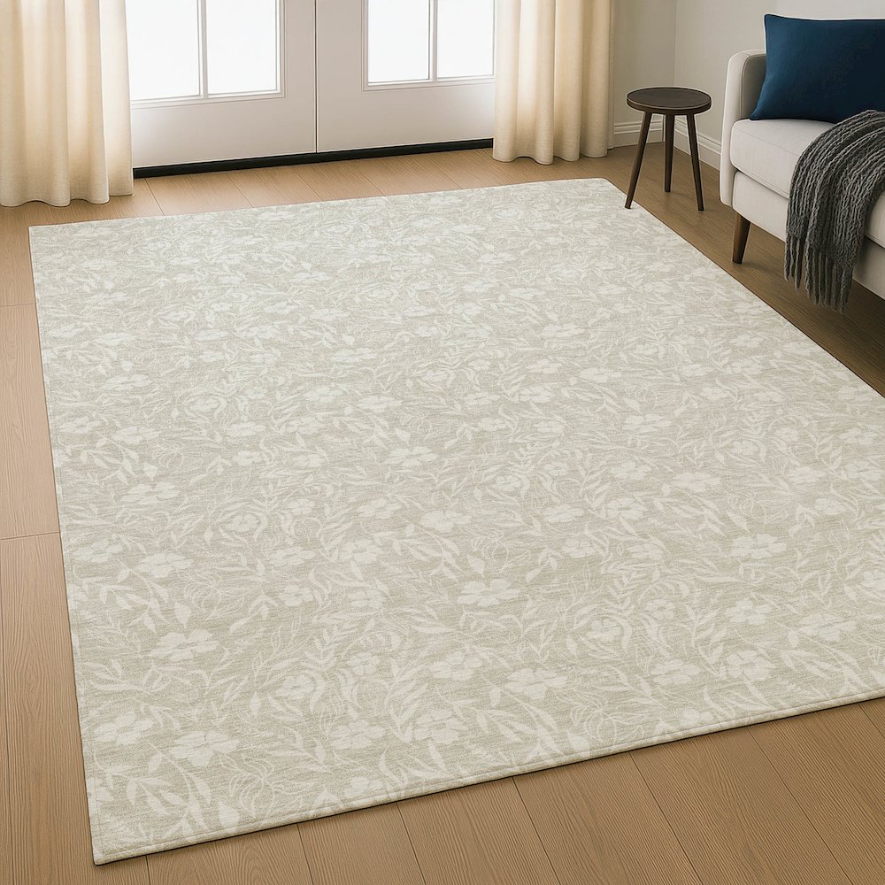 Luxury Washable Indoor/Outdoor Soft Essentials SE4 Brown 2'6" x 3'10" Rug. Picture 5