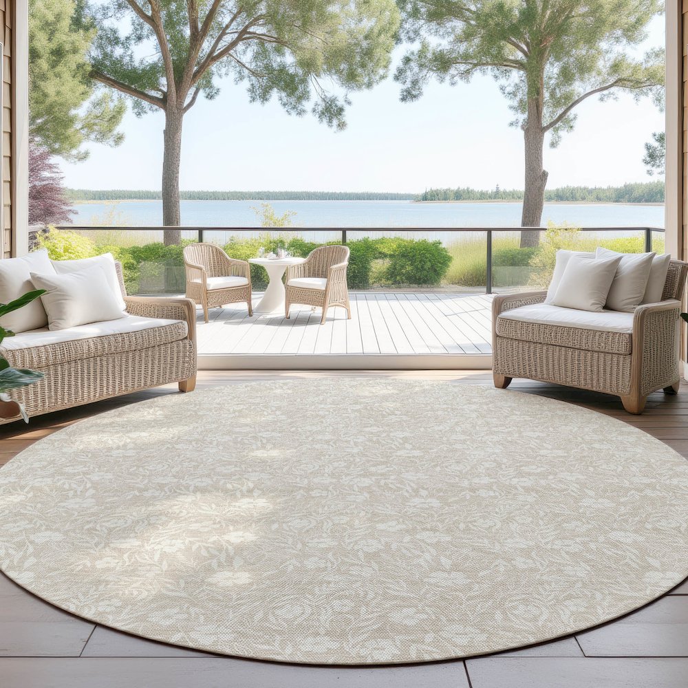 Luxury Washable Indoor/Outdoor Soft Essentials SE4 Brown 8' x 8' Rug. Picture 6