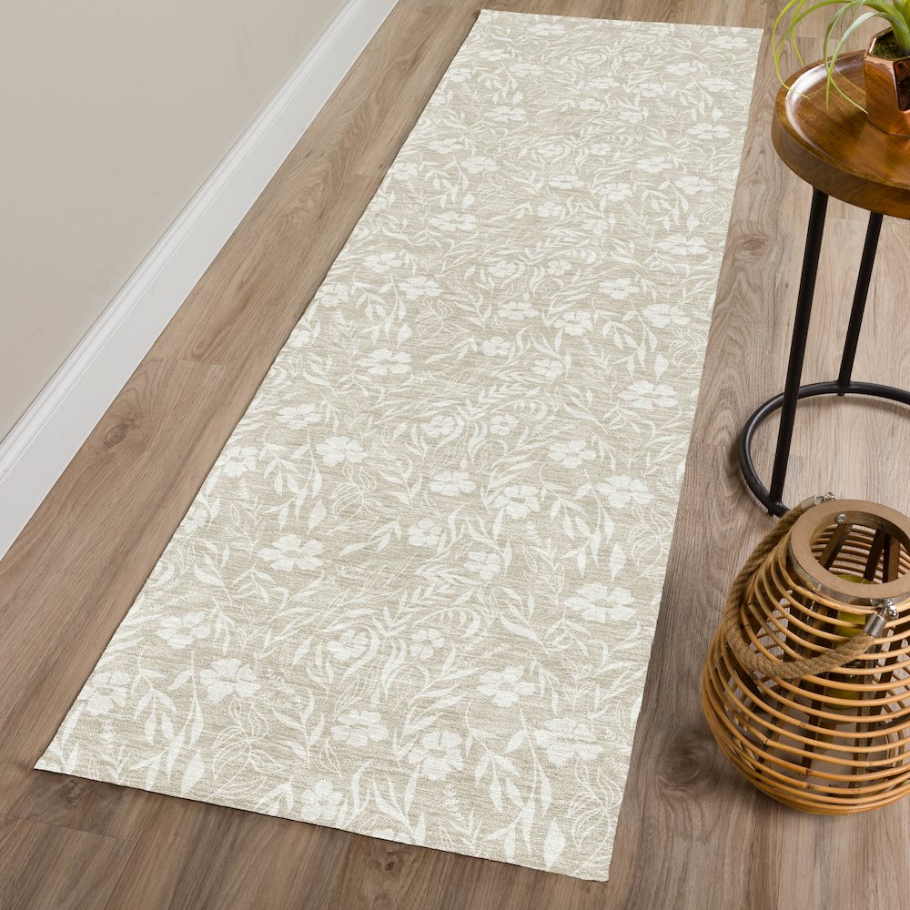 Luxury Washable Indoor/Outdoor Soft Essentials SE4 Brown 2'3" x 7'6" Runner Rug. Picture 5