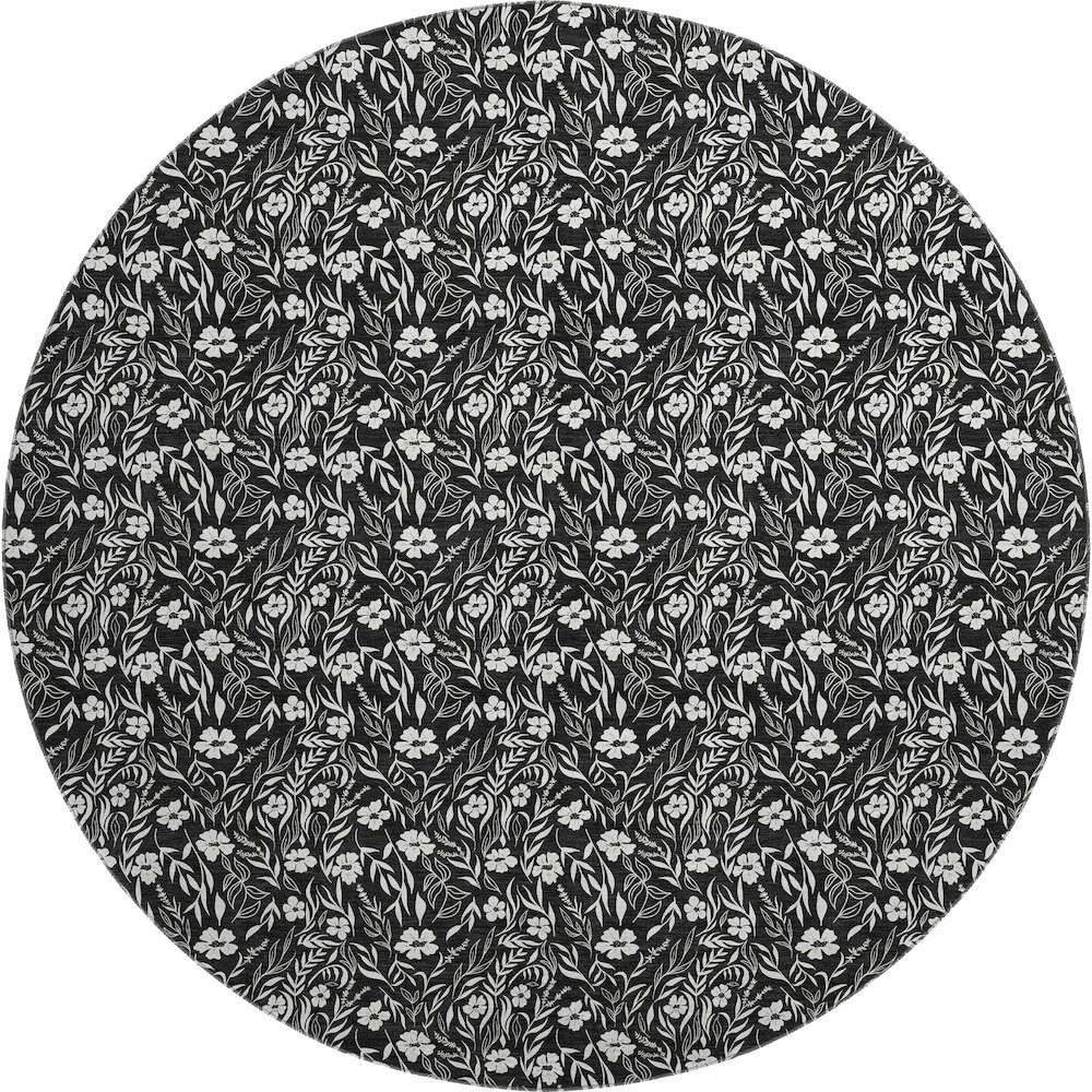 Luxury Washable Indoor/Outdoor Soft Essentials SE4 Black 8' x 8' Rug. Picture 1
