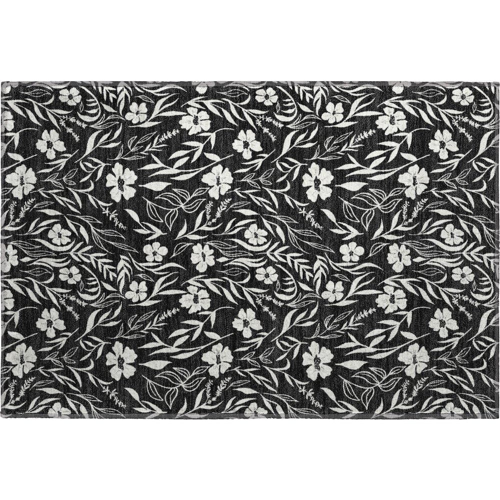 Luxury Washable Indoor/Outdoor Soft Essentials SE4 Black 1'8" x 2'6" Rug. Picture 1