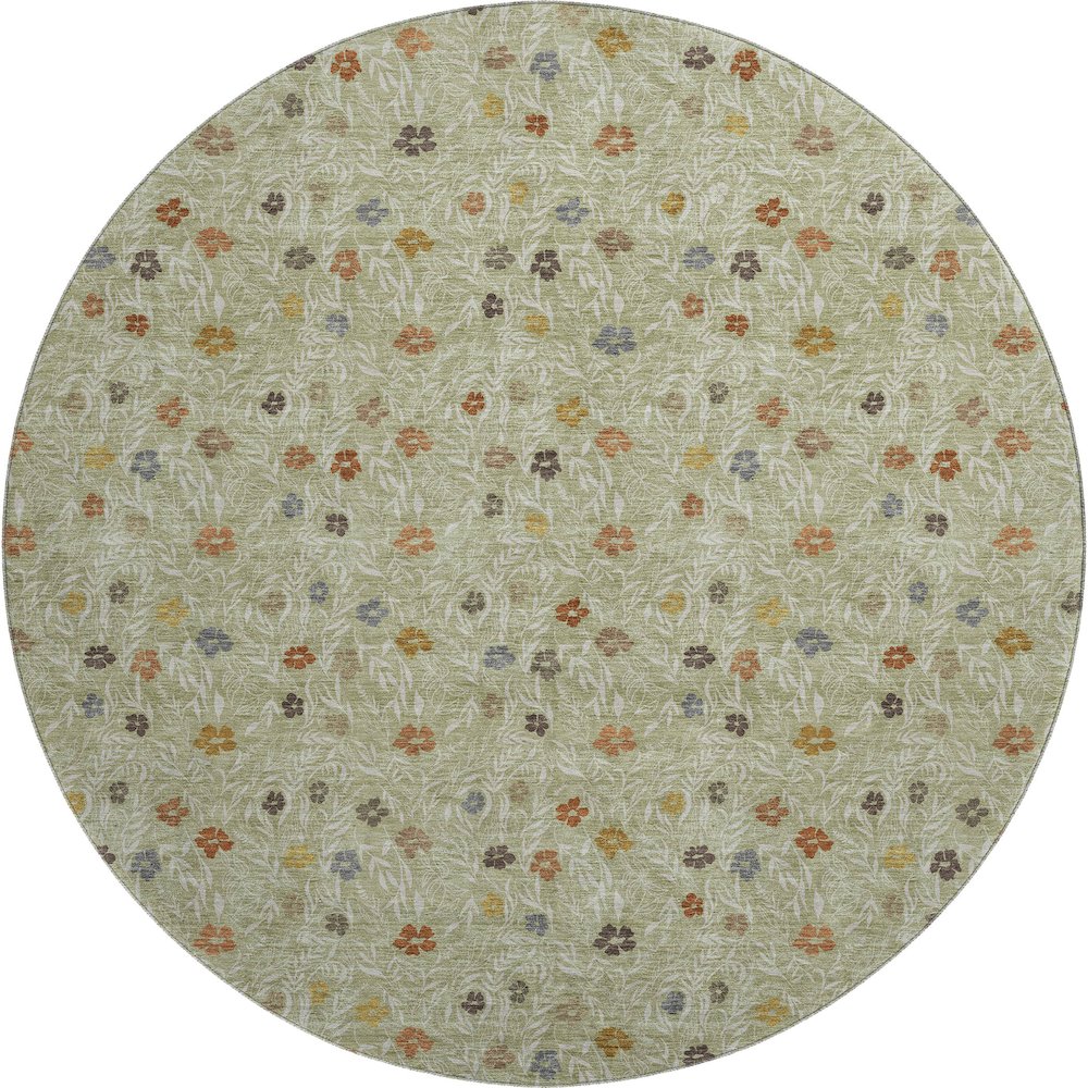 Luxury Washable Indoor/Outdoor Soft Essentials SE4 Green 8' x 8' Rug. Picture 1