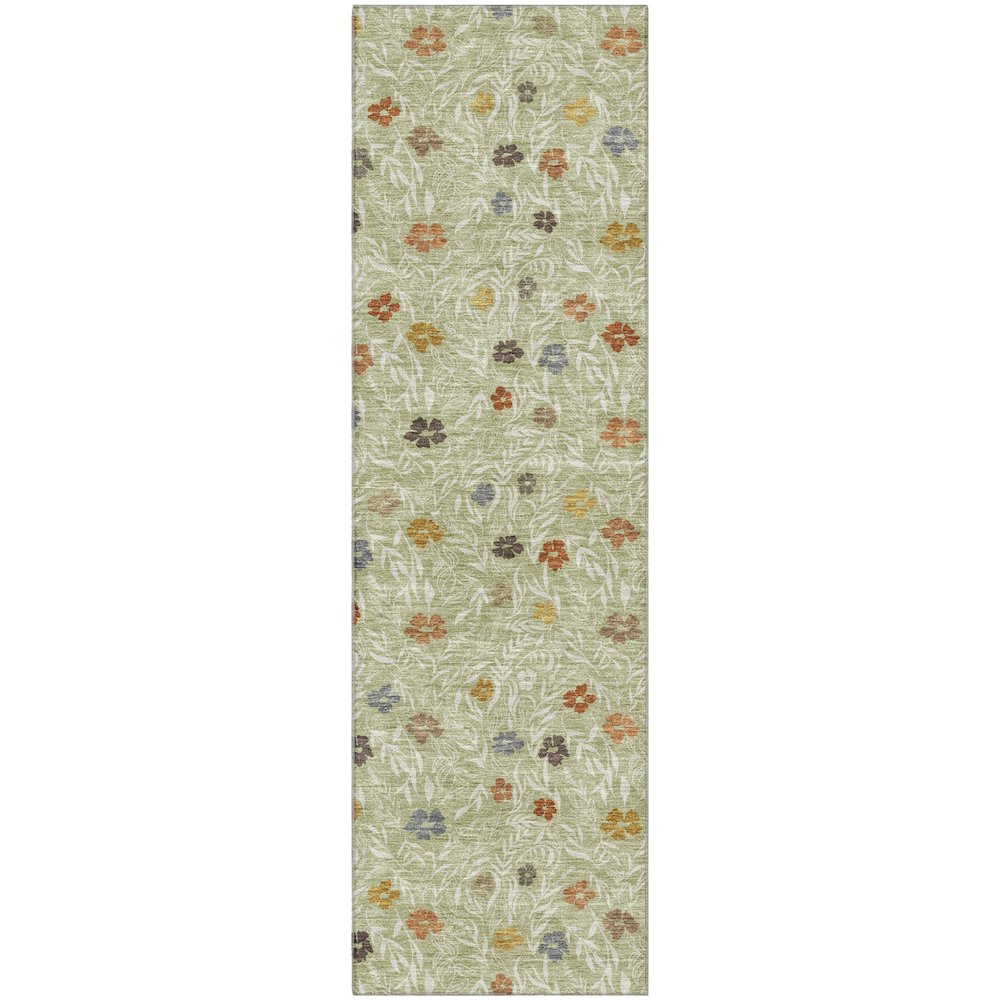 Luxury Washable Indoor/Outdoor Soft Essentials SE4 Green 2'3" x 7'6" Runner Rug. Picture 1