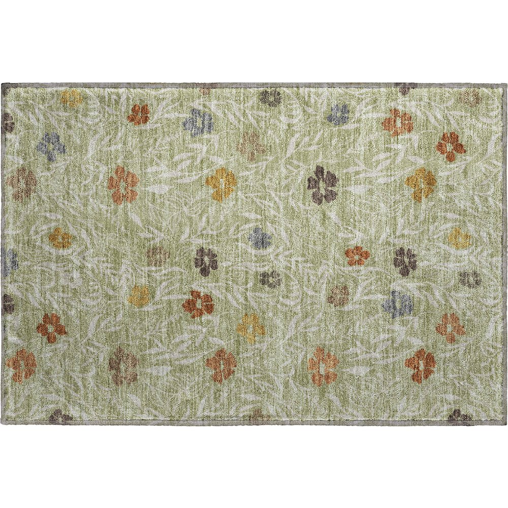 Luxury Washable Indoor/Outdoor Soft Essentials SE4 Green 1'8" x 2'6" Rug. Picture 1