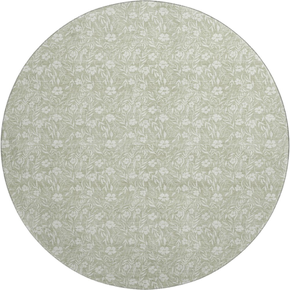 Luxury Washable Indoor/Outdoor Soft Essentials SE4 Green 8' x 8' Rug. Picture 1