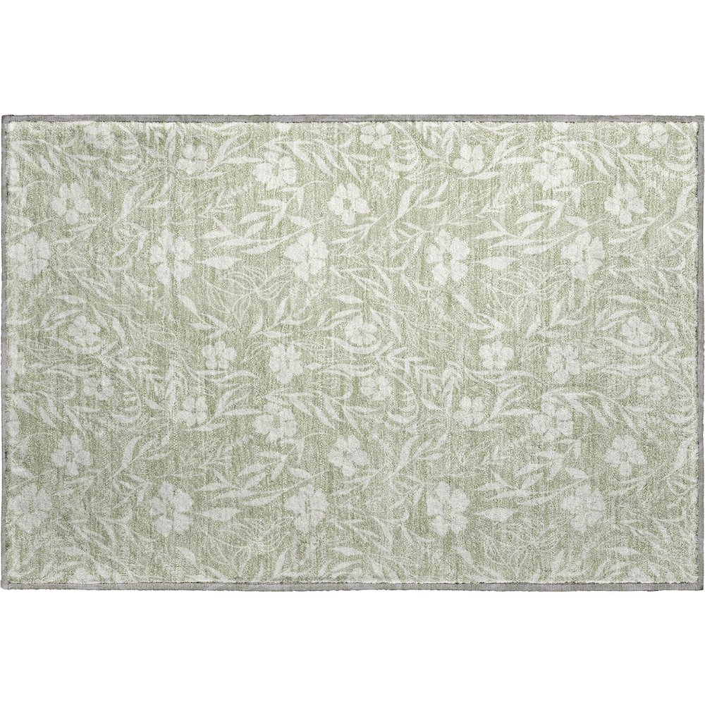 Luxury Washable Indoor/Outdoor Soft Essentials SE4 Green 1'8" x 2'6" Rug. Picture 1