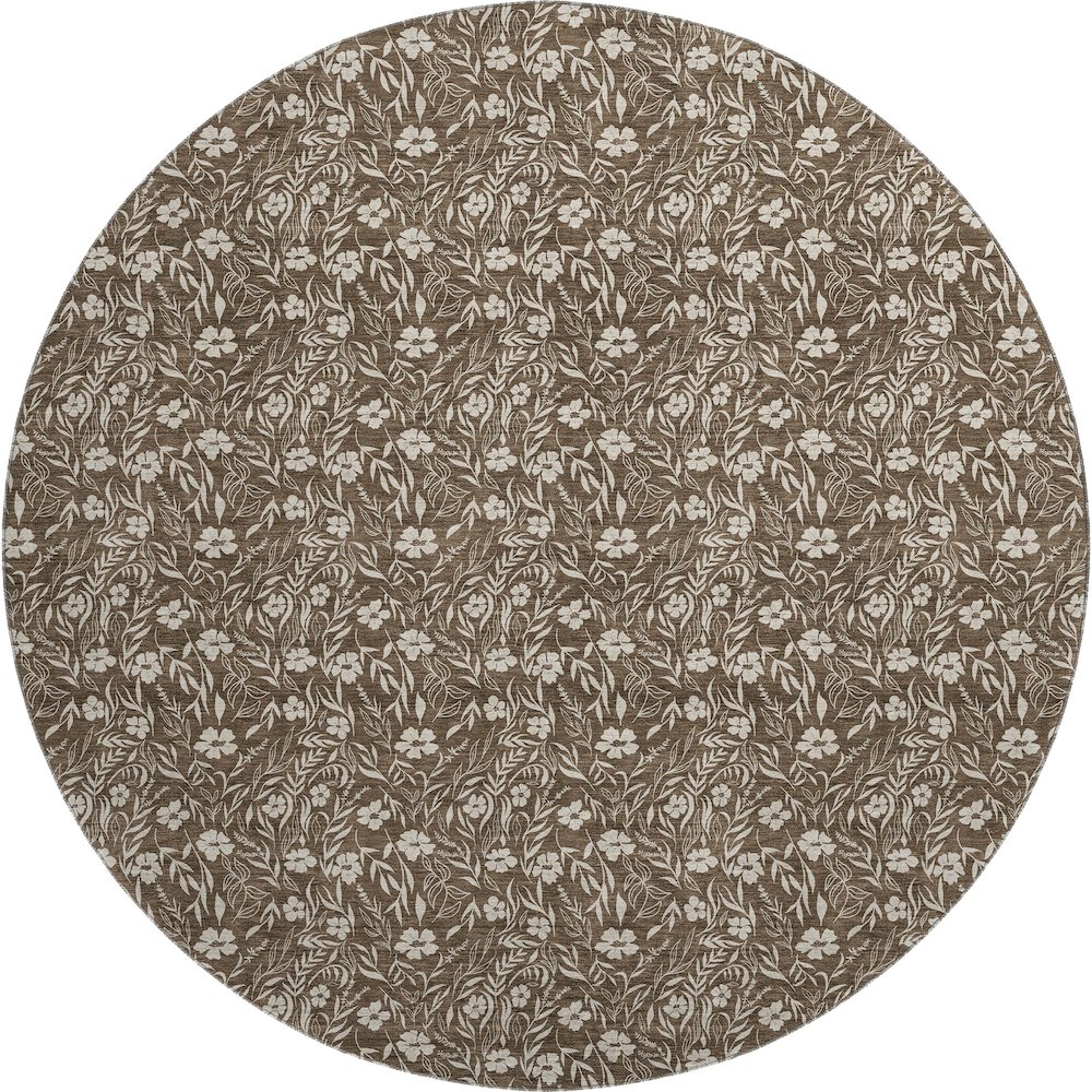 Luxury Washable Indoor/Outdoor Soft Essentials SE4 Brown 8' x 8' Rug. Picture 1