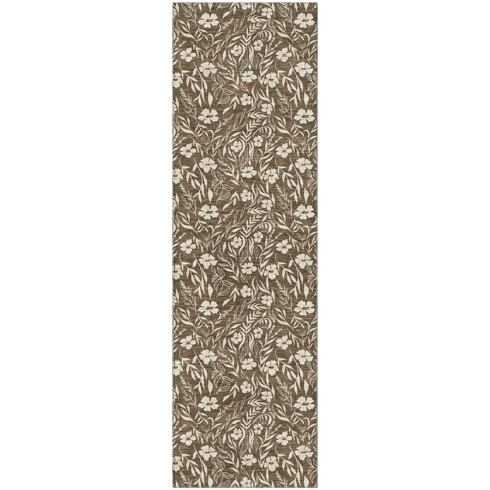 Luxury Washable Indoor/Outdoor Soft Essentials SE4 Brown 2'3" x 7'6" Runner Rug. Picture 1