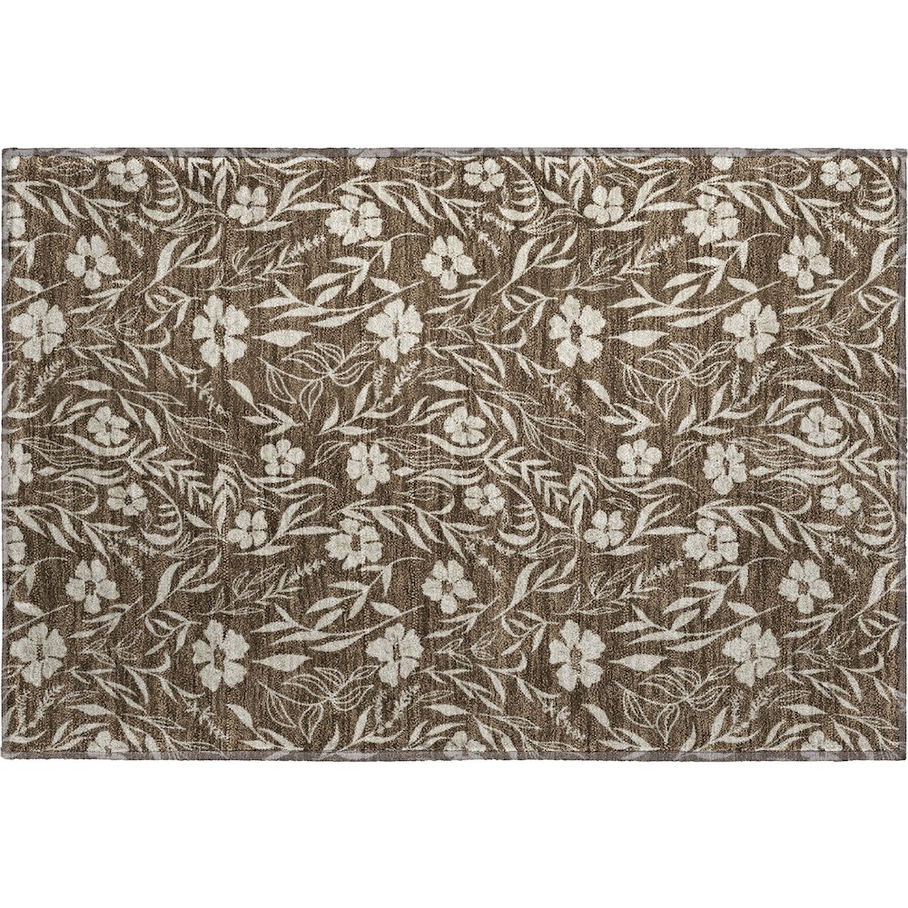 Luxury Washable Indoor/Outdoor Soft Essentials SE4 Brown 1'8" x 2'6" Rug. Picture 1