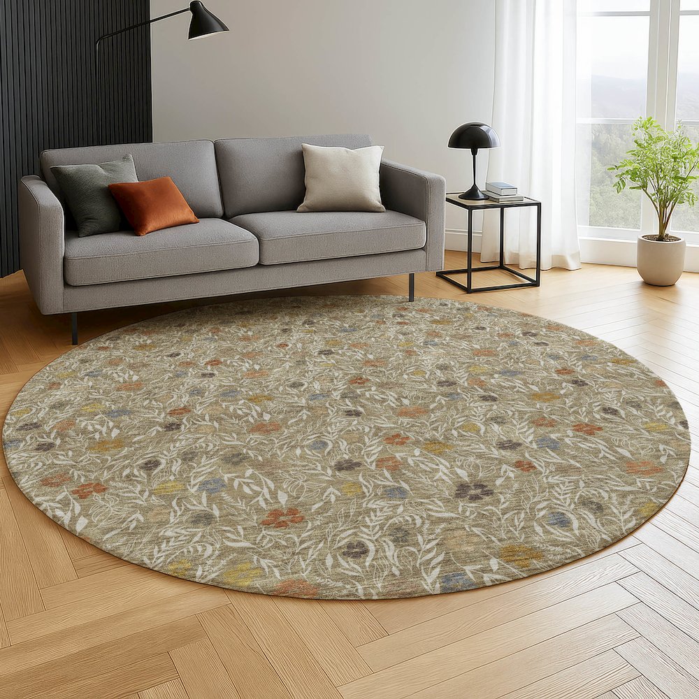 Luxury Washable Indoor/Outdoor Soft Essentials SE4 Brown 8' x 8' Rug. Picture 5