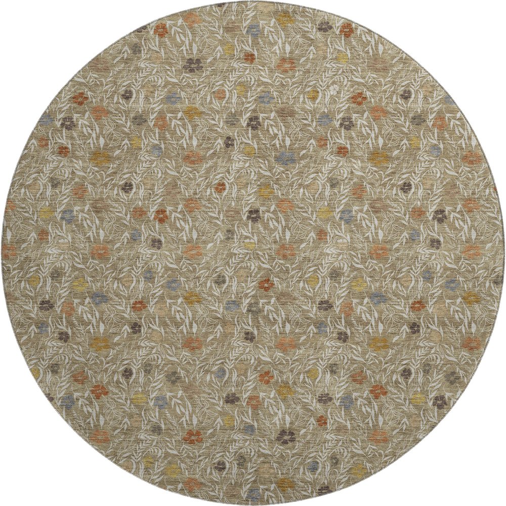 Luxury Washable Indoor/Outdoor Soft Essentials SE4 Brown 8' x 8' Rug. Picture 1