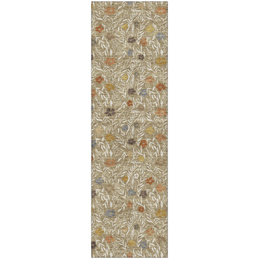 Luxury Washable Indoor/Outdoor Soft Essentials SE4 Brown 2'3" x 7'6" Runner Rug. Picture 1