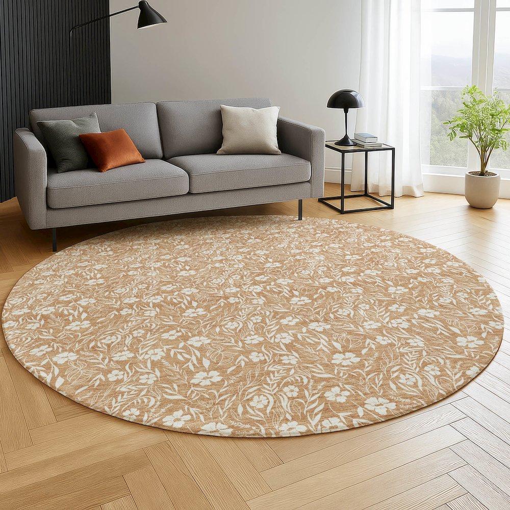 Luxury Washable Indoor/Outdoor Soft Essentials SE4 Orange 8' x 8' Rug. Picture 5