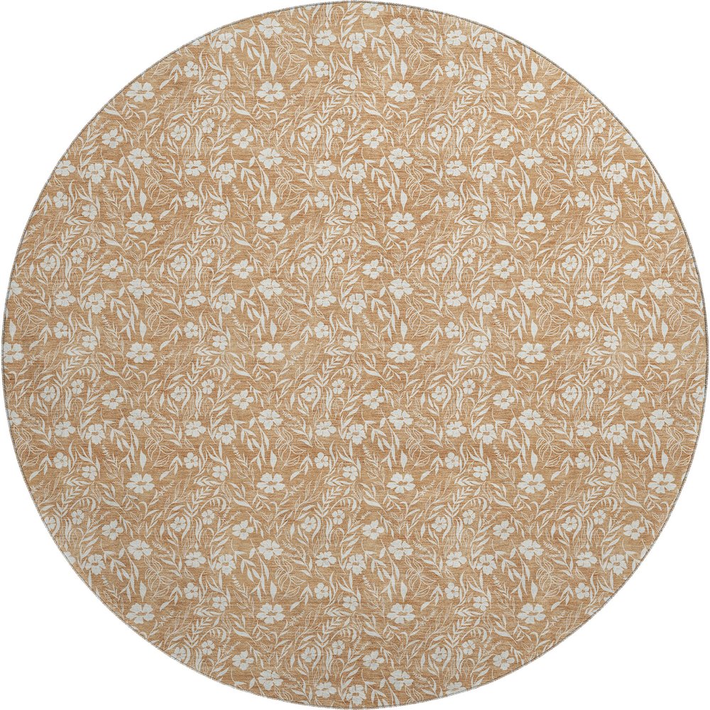 Luxury Washable Indoor/Outdoor Soft Essentials SE4 Orange 8' x 8' Rug. Picture 1