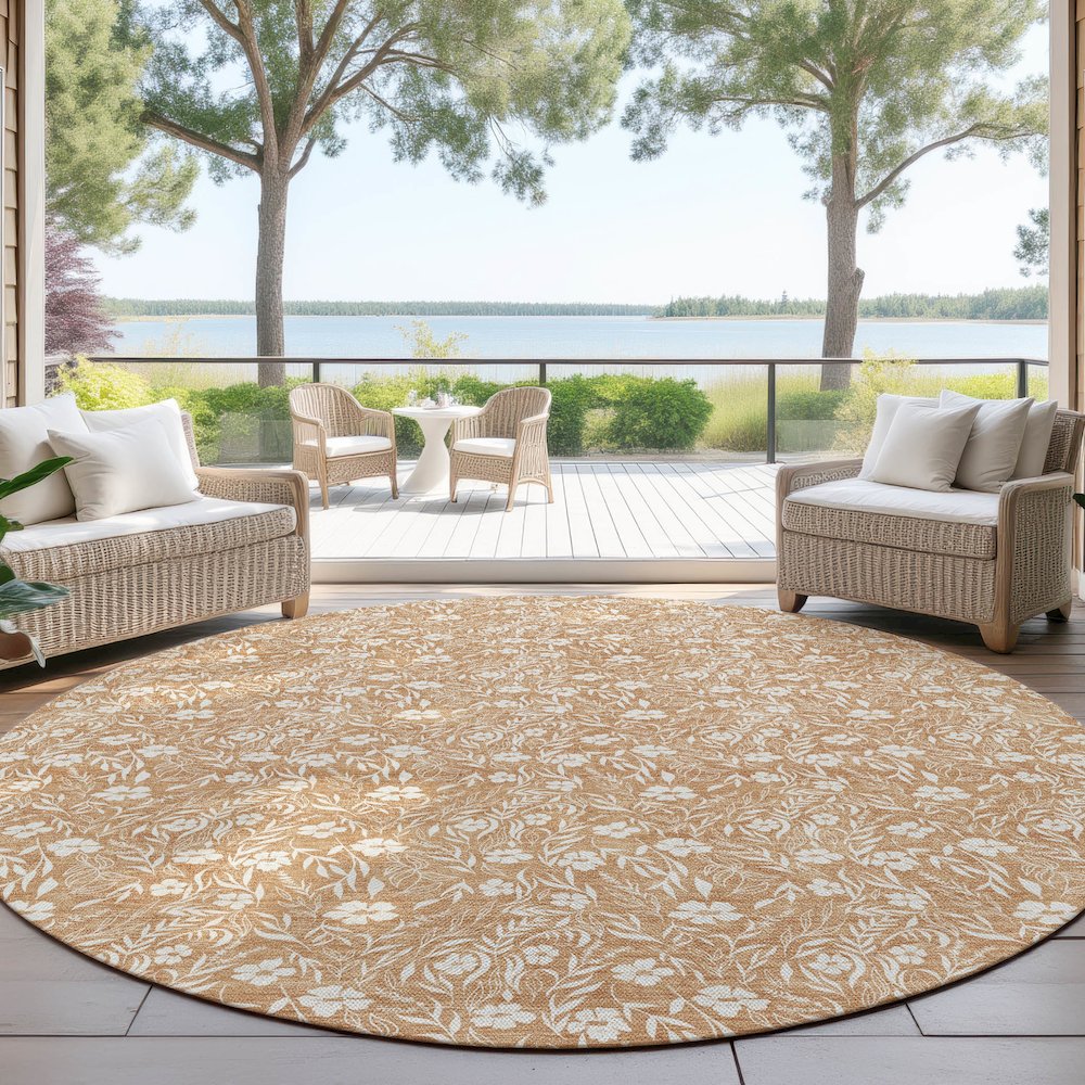 Luxury Washable Indoor/Outdoor Soft Essentials SE4 Orange 8' x 8' Rug. Picture 6