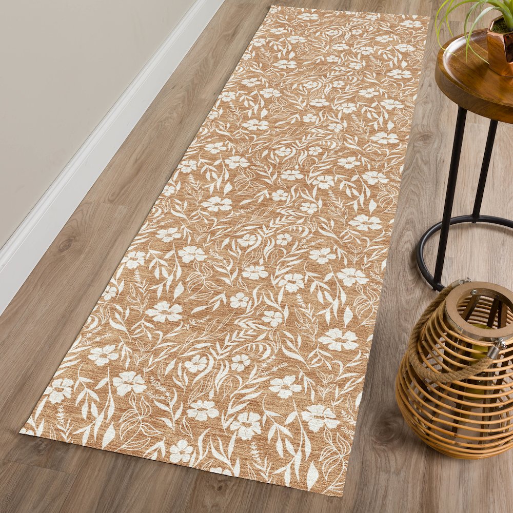 Luxury Washable Indoor/Outdoor Soft Essentials SE4 Orange 2'3" x 7'6" Runner Rug. Picture 5