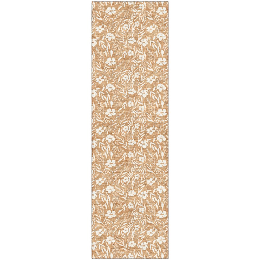 Luxury Washable Indoor/Outdoor Soft Essentials SE4 Orange 2'3" x 7'6" Runner Rug. Picture 1