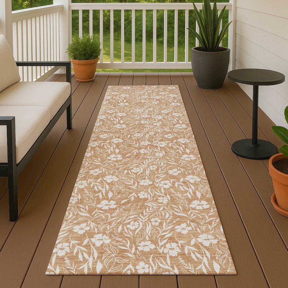 Luxury Washable Indoor/Outdoor Soft Essentials SE4 Orange 2'3" x 7'6" Runner Rug. Picture 6