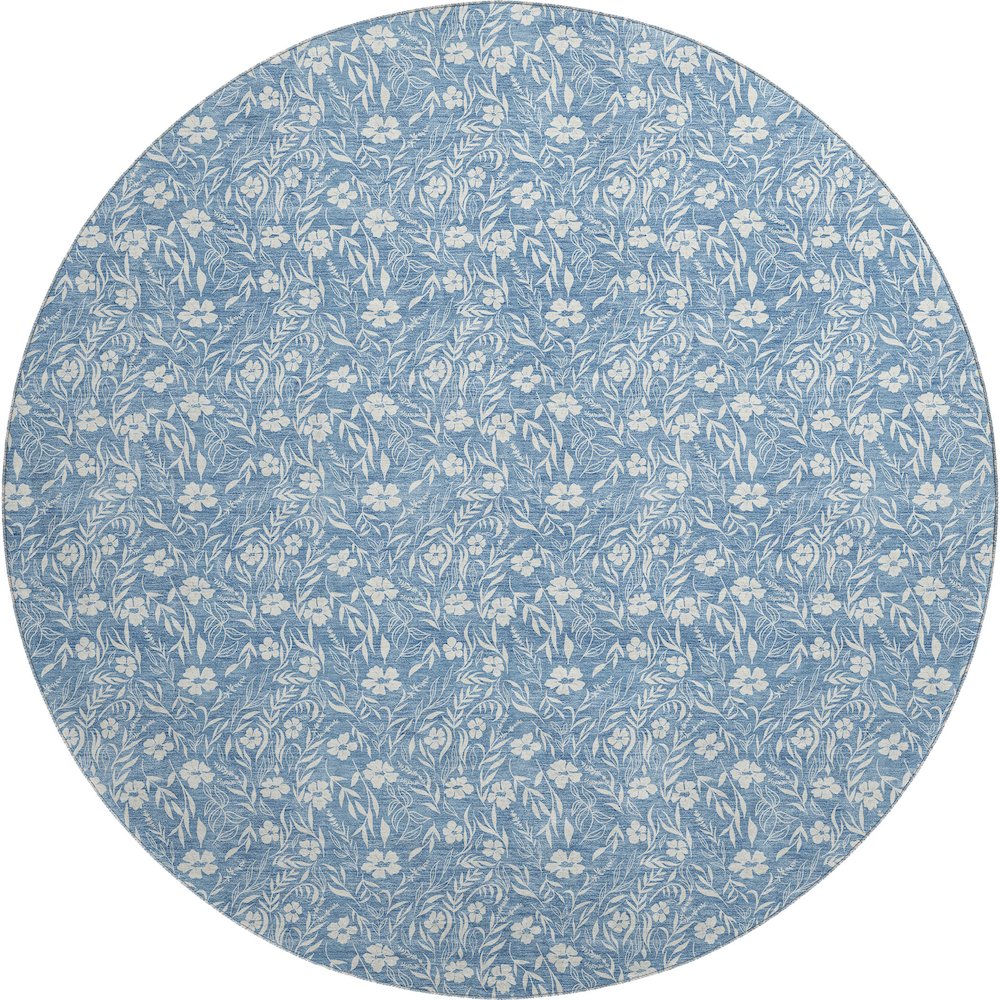 Luxury Washable Indoor/Outdoor Soft Essentials SE4 Blue 8' x 8' Rug. Picture 1