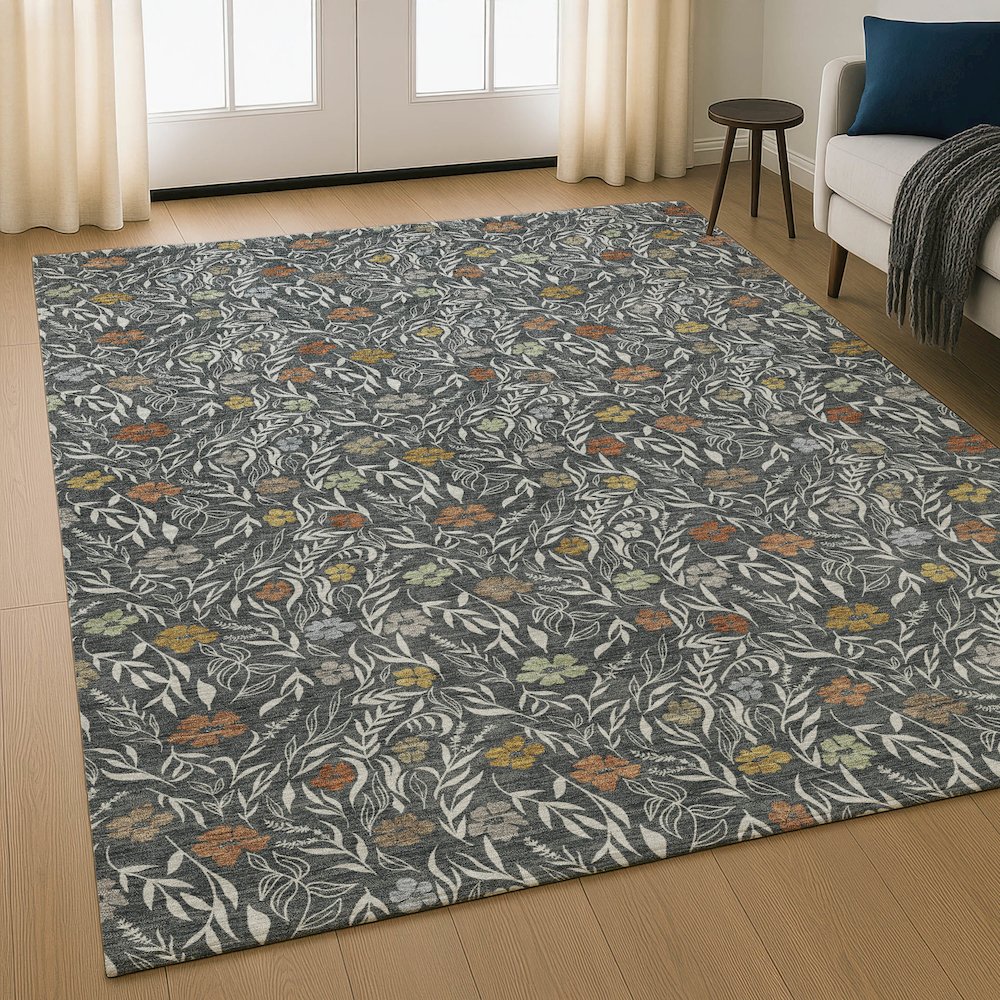 Luxury Washable Indoor/Outdoor Soft Essentials SE4 Gray 2'6" x 3'10" Rug. Picture 5