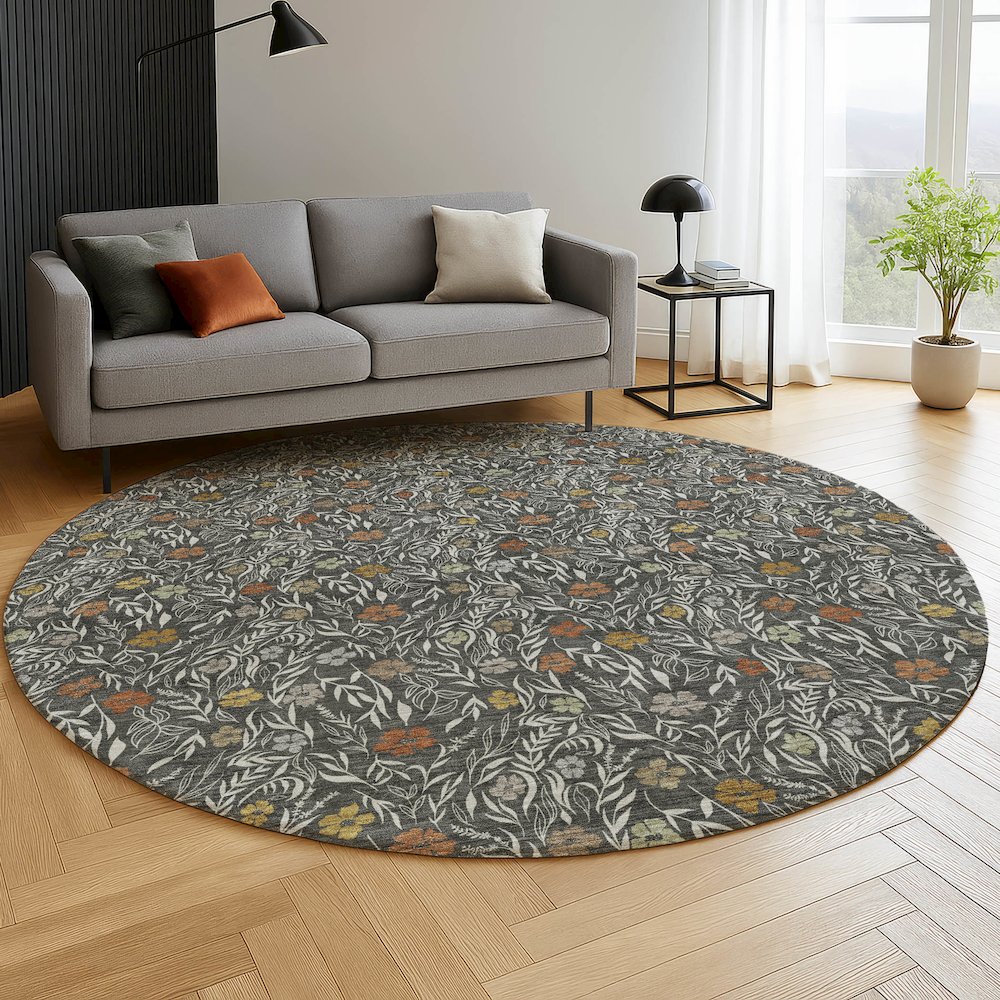 Luxury Washable Indoor/Outdoor Soft Essentials SE4 Gray 8' x 8' Rug. Picture 5