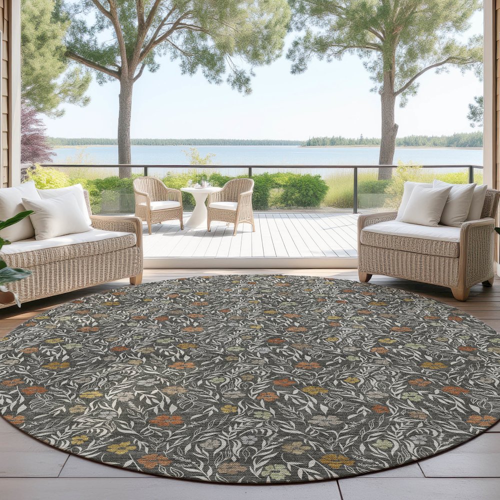 Luxury Washable Indoor/Outdoor Soft Essentials SE4 Gray 8' x 8' Rug. Picture 6