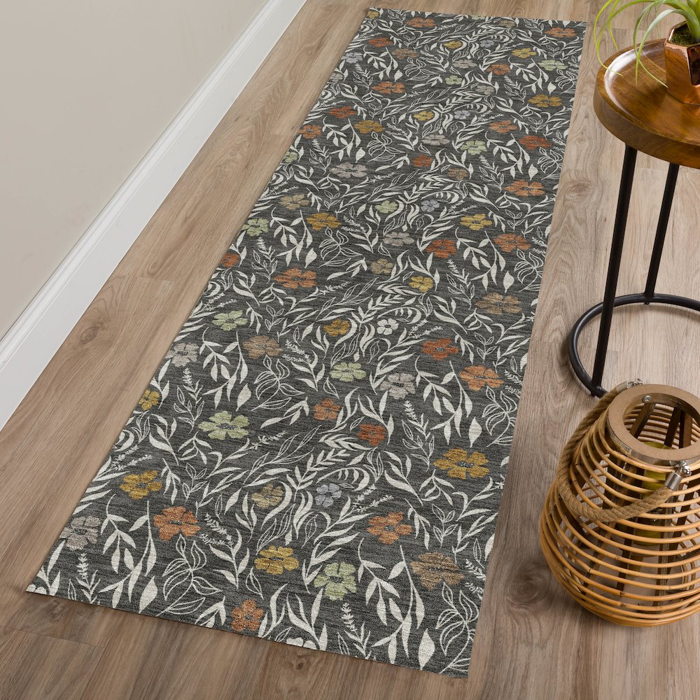 Luxury Washable Indoor/Outdoor Soft Essentials SE4 Gray 2'3" x 7'6" Runner Rug. Picture 5