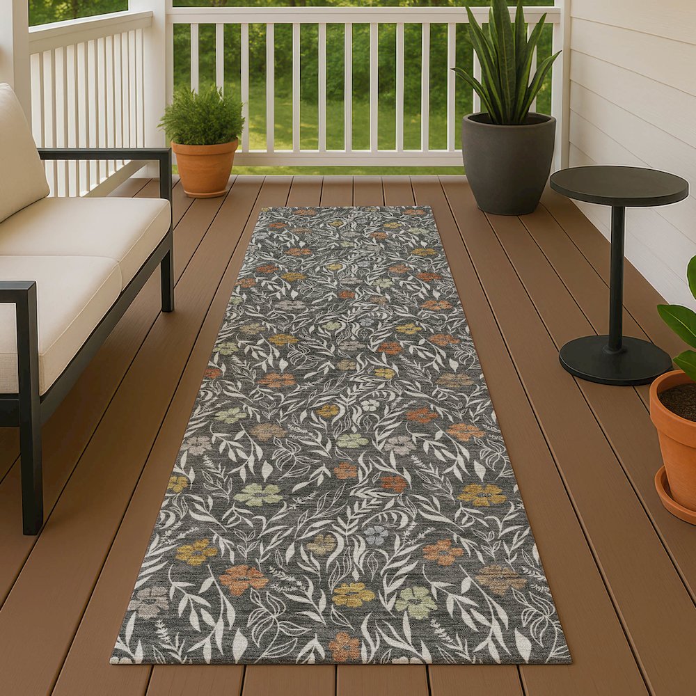 Luxury Washable Indoor/Outdoor Soft Essentials SE4 Gray 2'3" x 7'6" Runner Rug. Picture 6