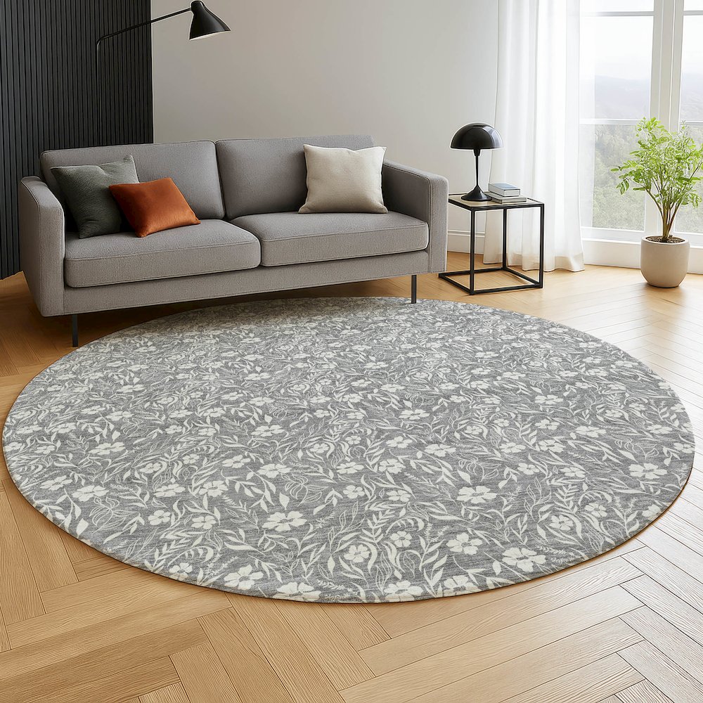 Luxury Washable Indoor/Outdoor Soft Essentials SE4 Gray 8' x 8' Rug. Picture 5
