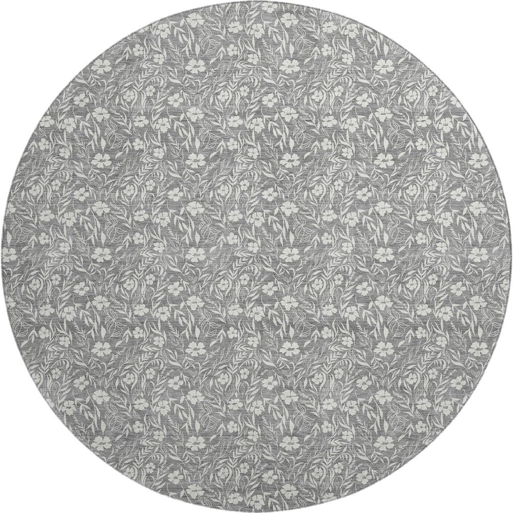 Luxury Washable Indoor/Outdoor Soft Essentials SE4 Gray 8' x 8' Rug. Picture 1