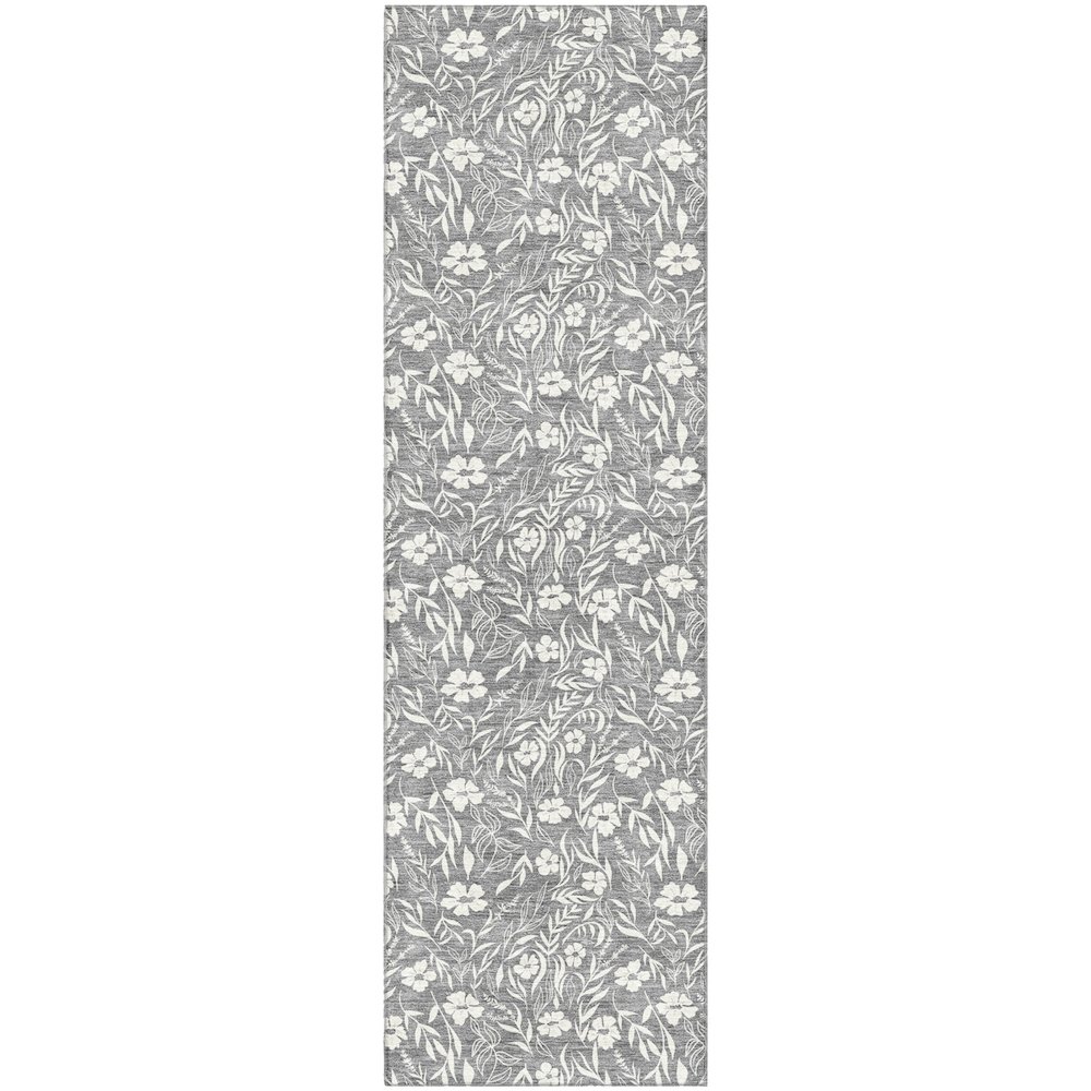 Luxury Washable Indoor/Outdoor Soft Essentials SE4 Gray 2'3" x 7'6" Runner Rug. Picture 1
