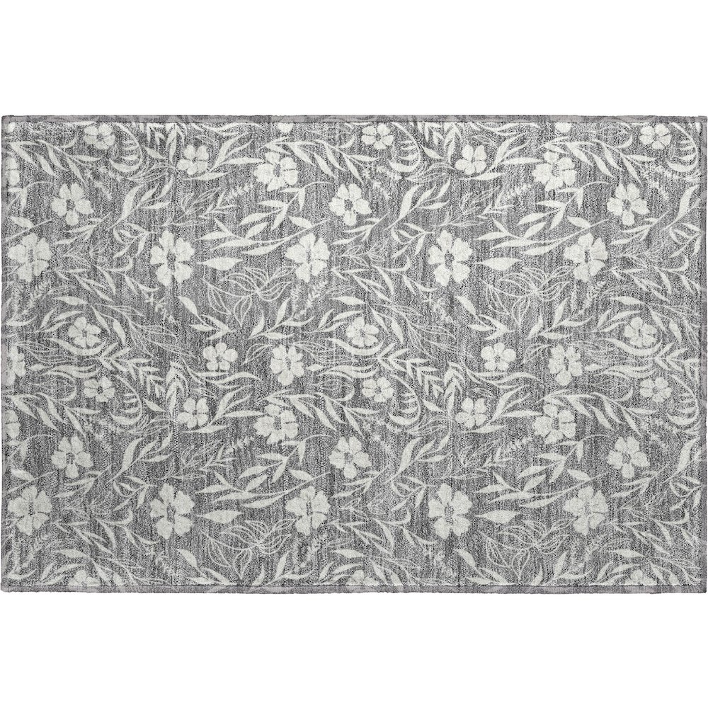 Luxury Washable Indoor/Outdoor Soft Essentials SE4 Gray 1'8" x 2'6" Rug. Picture 1