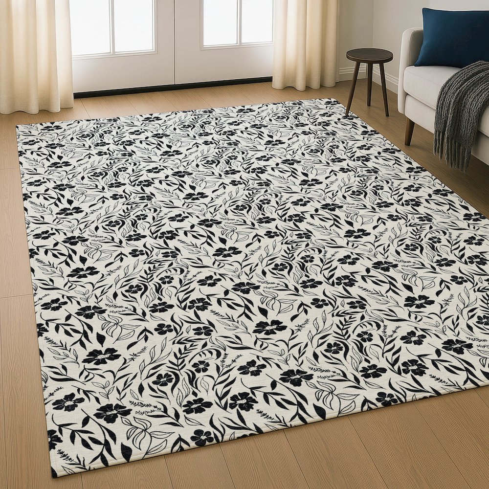 Luxury Washable Indoor/Outdoor Soft Essentials SE4 Ivory 2'6" x 3'10" Rug. Picture 5