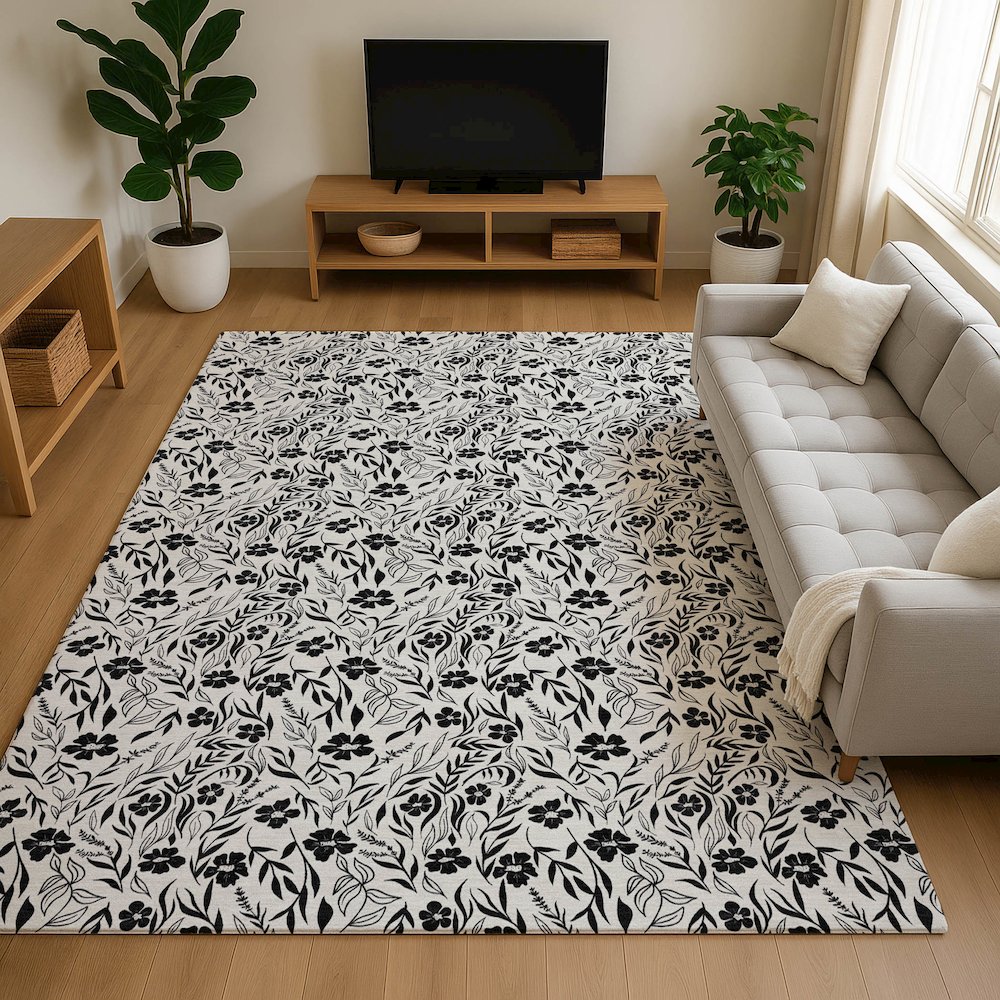 Luxury Washable Indoor/Outdoor Soft Essentials SE4 Ivory 2'6" x 3'10" Rug. Picture 6