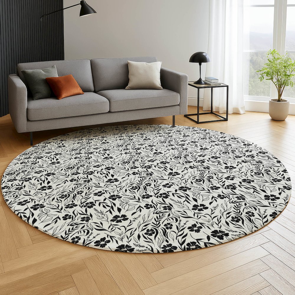 Luxury Washable Indoor/Outdoor Soft Essentials SE4 Ivory 8' x 8' Rug. Picture 5