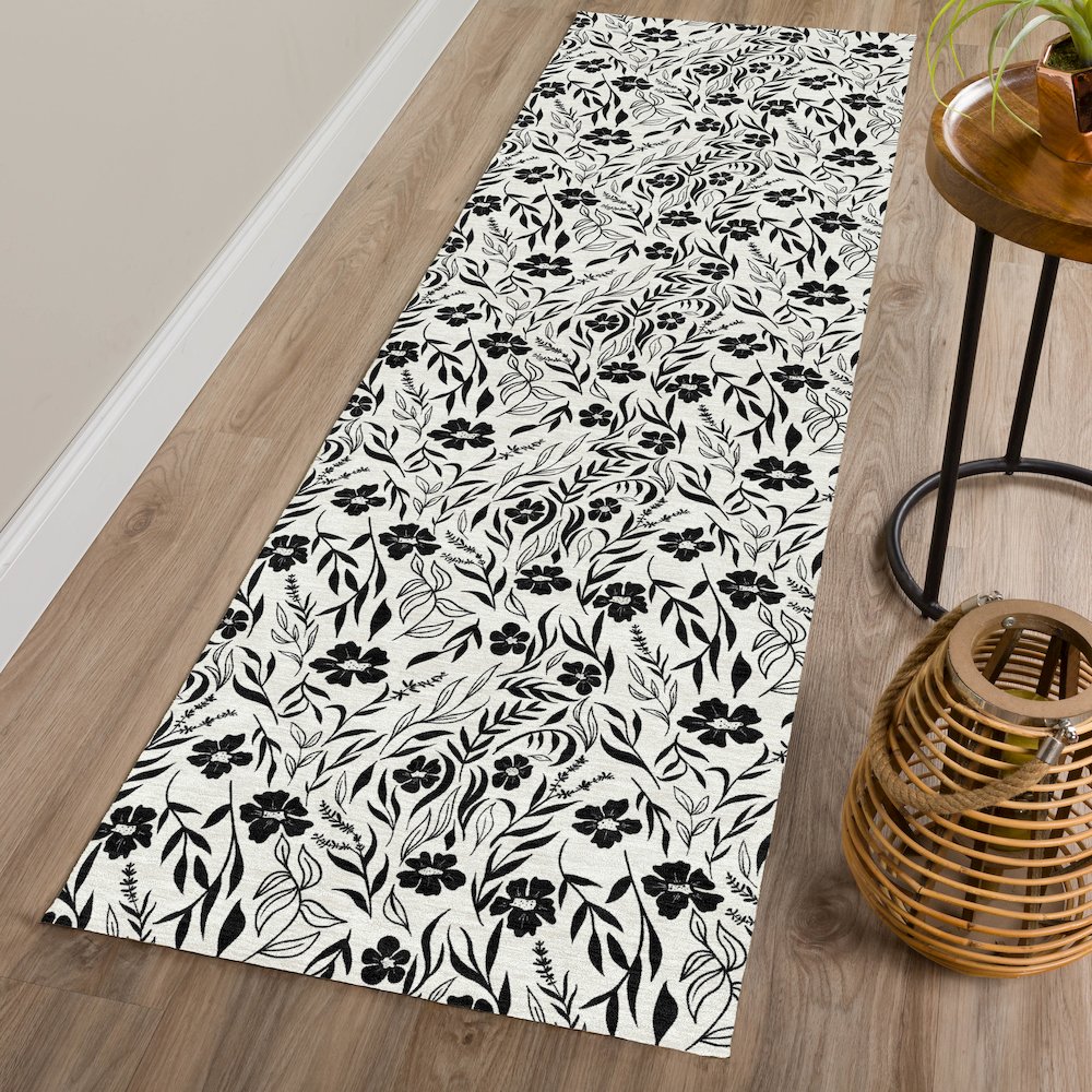 Luxury Washable Indoor/Outdoor Soft Essentials SE4 Ivory 2'3" x 7'6" Runner Rug. Picture 5