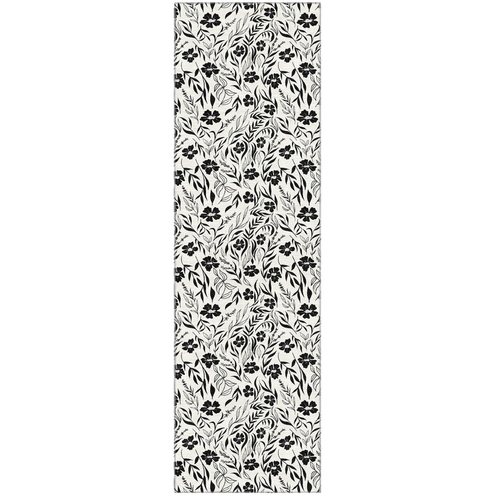 Luxury Washable Indoor/Outdoor Soft Essentials SE4 Ivory 2'3" x 7'6" Runner Rug. Picture 1