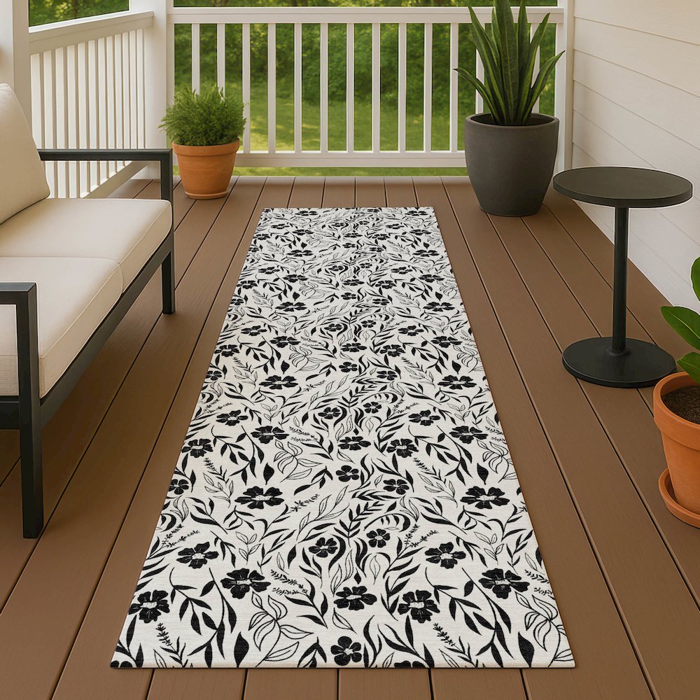 Luxury Washable Indoor/Outdoor Soft Essentials SE4 Ivory 2'3" x 7'6" Runner Rug. Picture 6