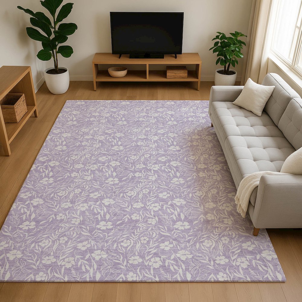 Luxury Washable Indoor/Outdoor Soft Essentials SE4 Purple 2'6" x 3'10" Rug. Picture 6