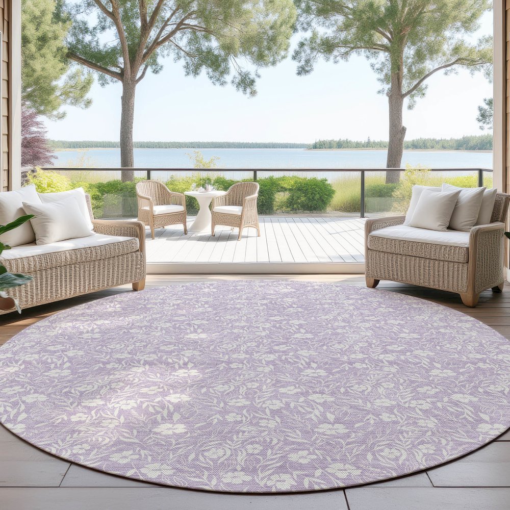Luxury Washable Indoor/Outdoor Soft Essentials SE4 Purple 8' x 8' Rug. Picture 6