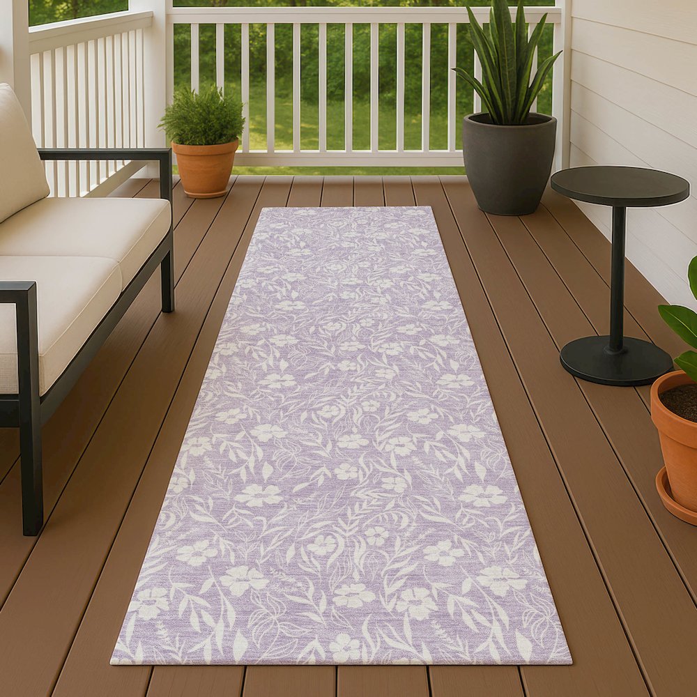 Luxury Washable Indoor/Outdoor Soft Essentials SE4 Purple 2'3" x 7'6" Runner Rug. Picture 6