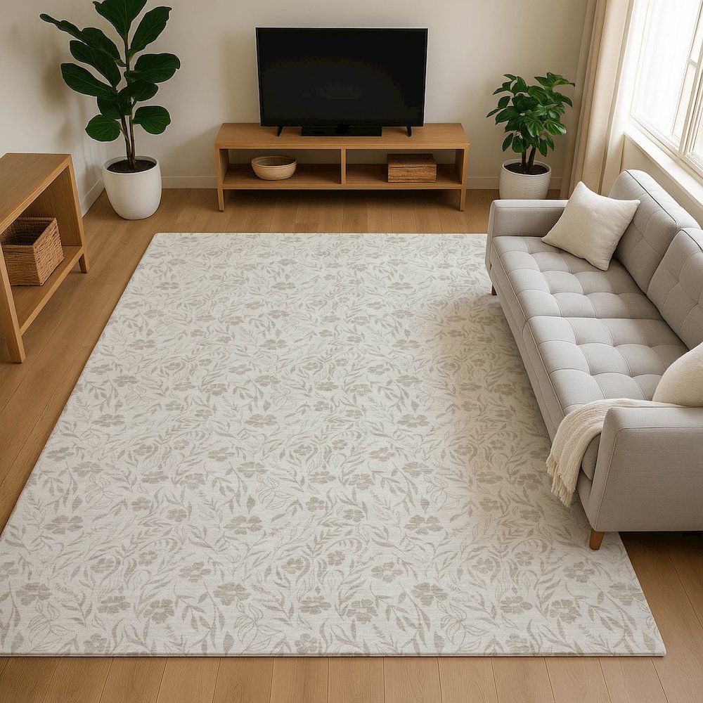 Luxury Washable Indoor/Outdoor Soft Essentials SE4 Ivory 2'6" x 3'10" Rug. Picture 6