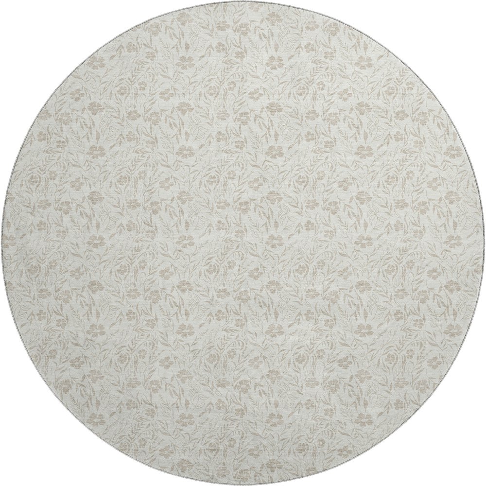 Luxury Washable Indoor/Outdoor Soft Essentials SE4 Ivory 8' x 8' Rug. Picture 1