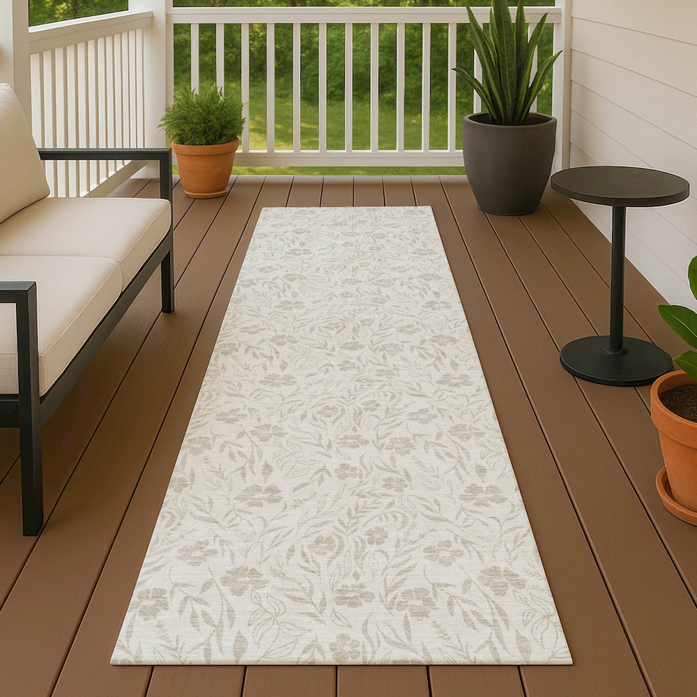 Luxury Washable Indoor/Outdoor Soft Essentials SE4 Ivory 2'3" x 7'6" Runner Rug. Picture 6