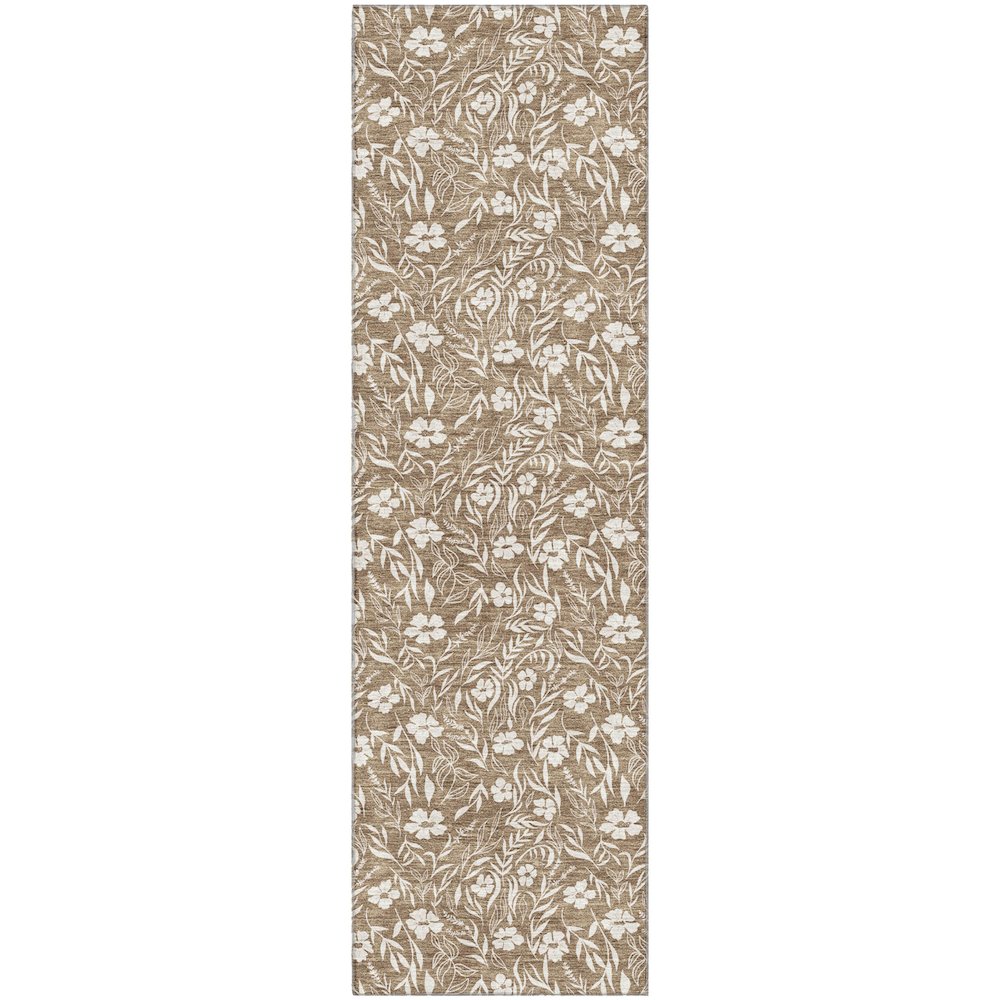 Luxury Washable Indoor/Outdoor Soft Essentials SE4 Brown 2'3" x 7'6" Runner Rug. Picture 1